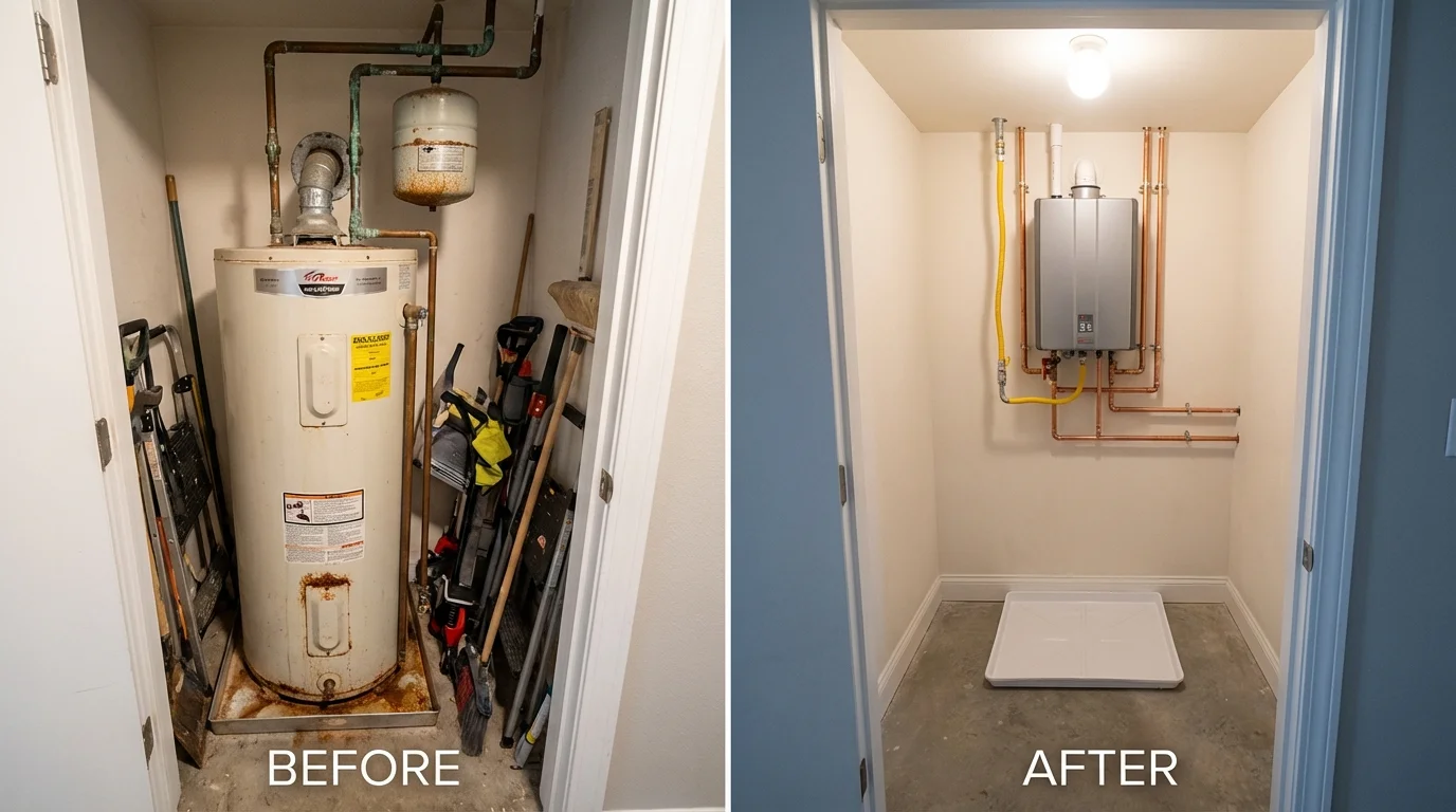 Tank water heater versus wall-mounted tankless unit comparison for Greenville, IL homeowners
